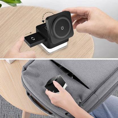 3 in 1 Cube Wireless Charger , Foldable Charger Stand, 15W Fast Wireless Charging Station for Iphone 16/15/14/13/12 Pro/Pro Max/Mini/Plus Series, Apple Watch, Airpods Pro (Black)