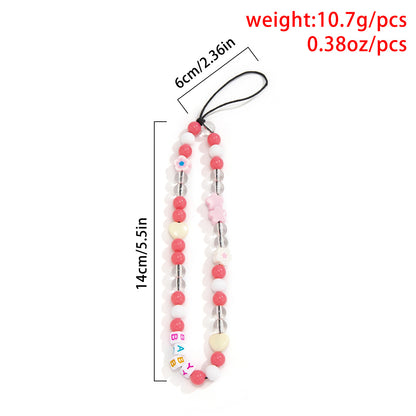 Fashion daisy acrylic letter bag, mobile phone hanging chain, handmade bead weaving accessories