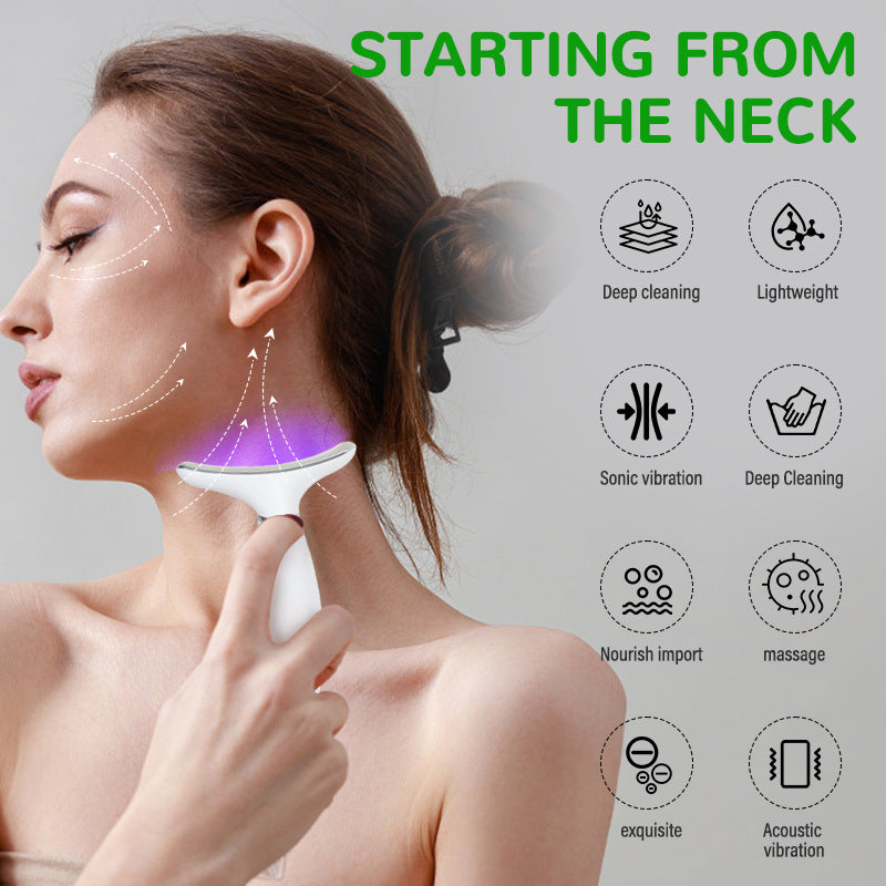 Seven color color light neck beauty device for lifting firming and removing neck wrinkles high-frequency vibration beauty device